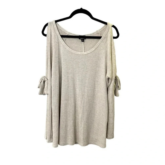 Torrid Waffle Knit Long Sleeve Cold Shoulder w/ Tie Sweater Size 1, 1X - Picture 1 of 9